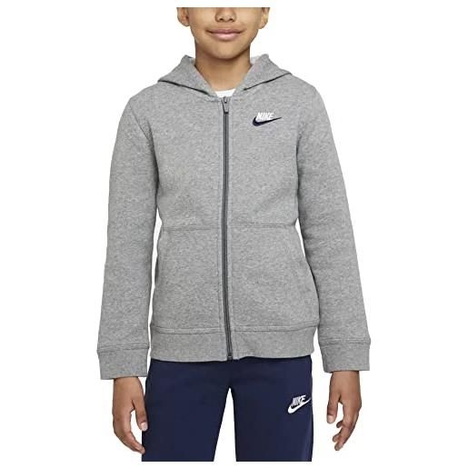 Nike felpa da ragazzo con cappuccio e full zip club grigia taglia m codice bv3699-092