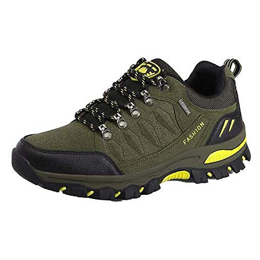 MENICY scarpe da uomo in rete, traspiranti, per escursioni all'aria aperta, antiscivolo, paio di scarpe da trekking, giallo. , 48