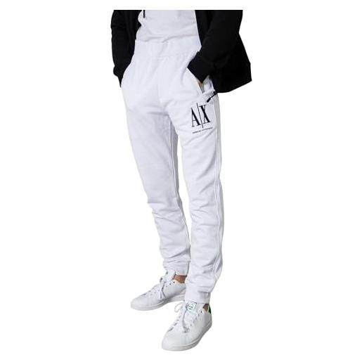 Armani Exchange icon project embroidered logo jogger sweatpant pantaloni della tuta, white, xs uomo