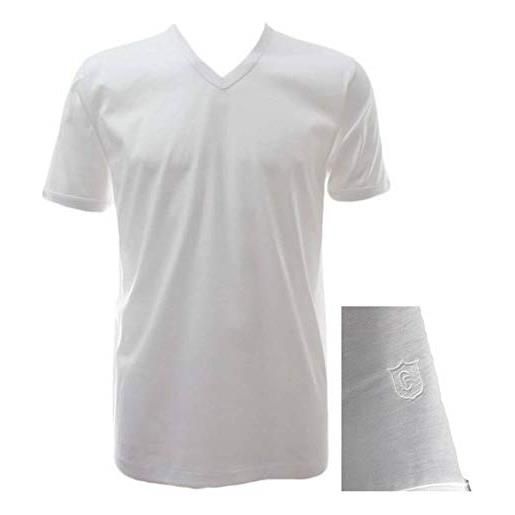GICIPI t-shirt in filo di scozia scollo a "v (it, testo, l, regular, regular, bianco)