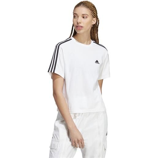 Adidas t-shirt essential 3stripes white/black da donna