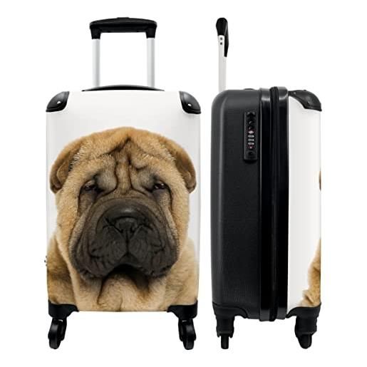 NoBoringSuitcases.com valigia - cane - rughe - shar pei - cucciolo - 35x55x20 - bagaglio a mano