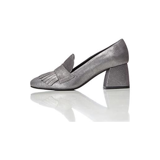 find. ari heeled - sandali a punta chiusa donna, argento (silver), 37 eu