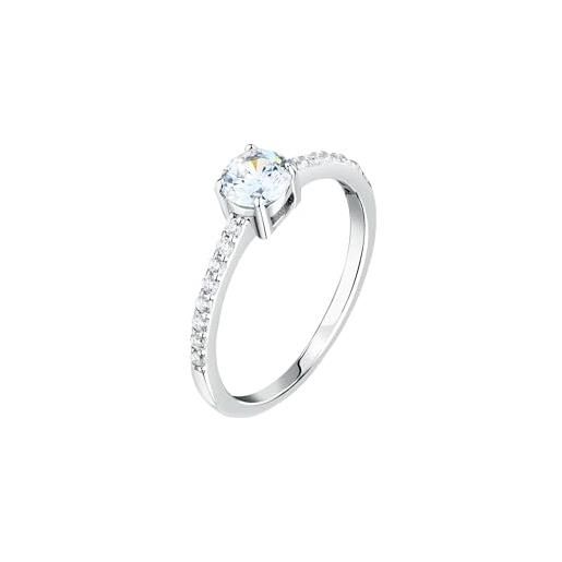 Morellato anello donna argento 925% riciclato, zirconi bianchi, collezione tesori, solitario - saiw1790