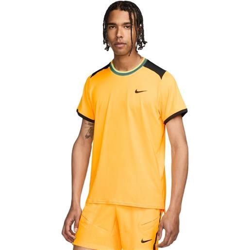 Nike t-shirt da uomo Nike court dri-fit advantage top - laser orange/black/black