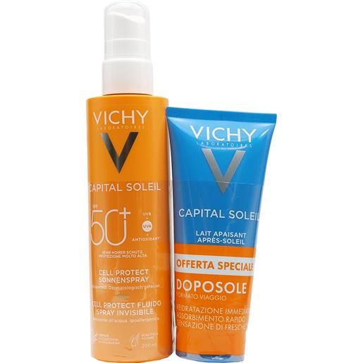 Vichy capital soleil cell protect fluido spray spf50+ + omaggio latte doposole