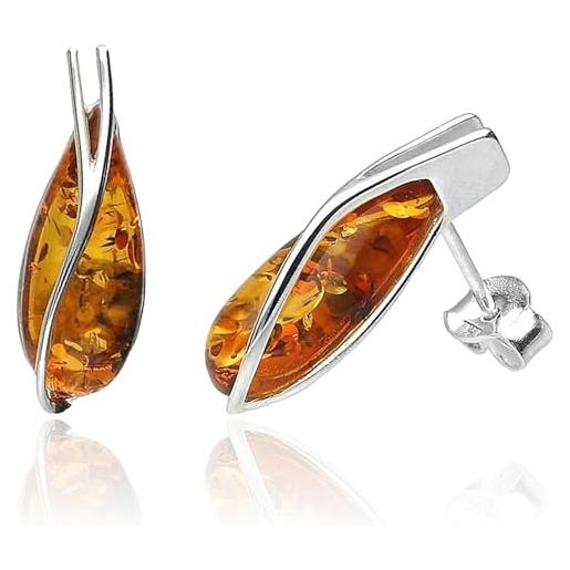 Designer Inspirations Boutique orecchini in argento sterling con ambra e ambra in stile art deco, gioielli in ambra