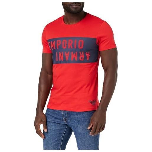 Emporio Armani bold logo crew neck t-shirt, t-shirt uomo, multicolore (military-black), l