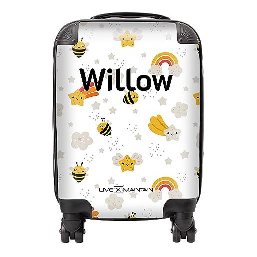 LIVE x MAINTAIN valigia personalizzata per bambini, con nome e testo, leggera, con 4 ruote girevoli, custodia rigida per cabina e bagaglio per bambini, 44 cm - 29 l, api, kids carry-on 44cm