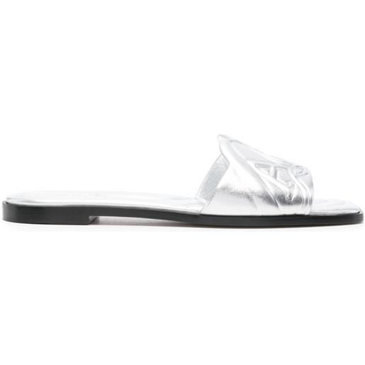 Alexander McQueen seal flat slide sandal - silver