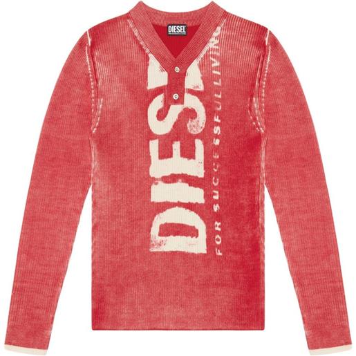Diesel maglione k-atullus con scollo a v - rosso