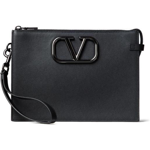 Valentino Garavani clutch con placca logo - nero