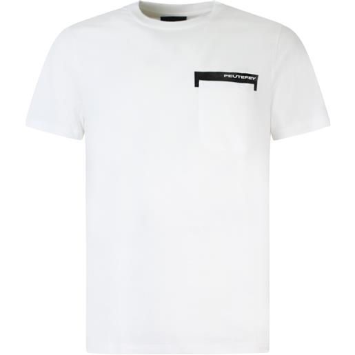 PEUTEREY t-shirt bianca con mini logo per uomo