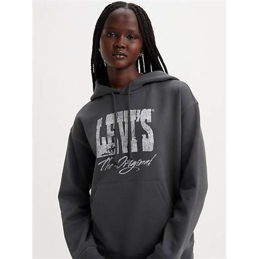 Levi's felpa con cappuccio con stampa esclusiva nero / hoodie original levi's black oyster