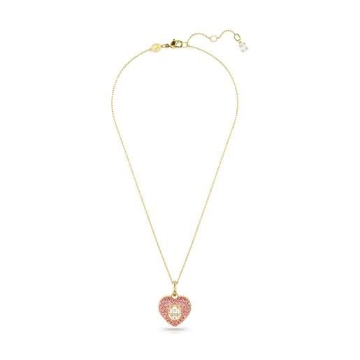 Swarovski pendente hyperbola, taglio octagon, crystal pearl, cuore, rosa, placcato color oro
