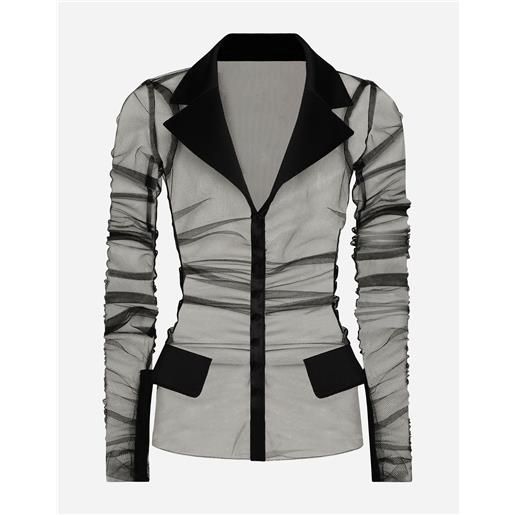 Dolce & Gabbana giacca in tulle con dettagli in raso
