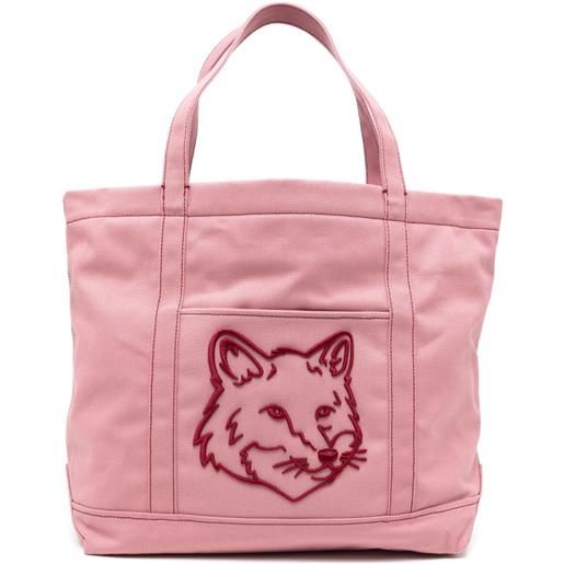 Maison Kitsuné borsa tote con applicazione - rosa