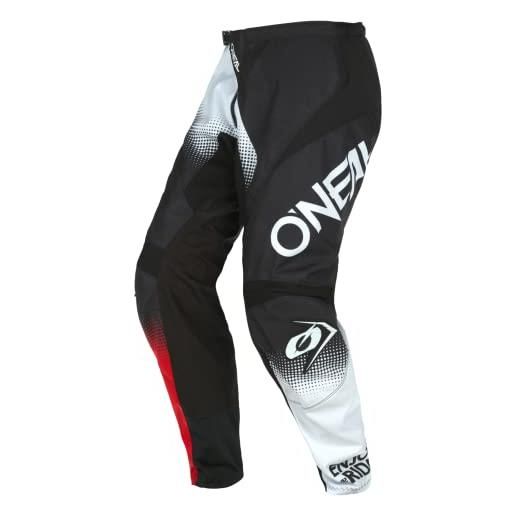 O'neal e021-150 pantaloni element racewear v. 22 per adulti/unisex, nero/bianco/rosso, 50/66
