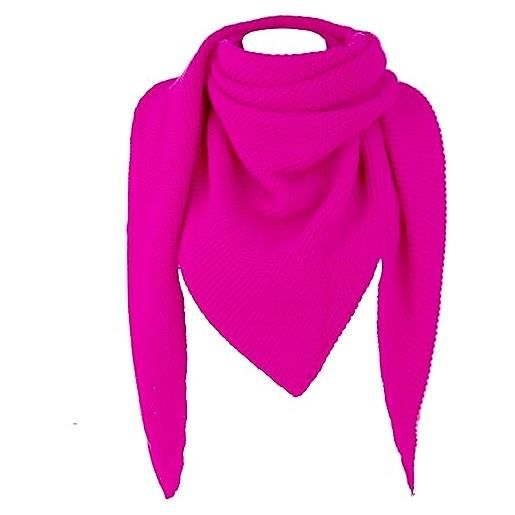 Gloop sciarpa da donna xxl a maglia triangolare sciarpa a maglia foulard sciarpa triangolare senza graffi sulla pelle made in italy, rosa fluo, taglia unica