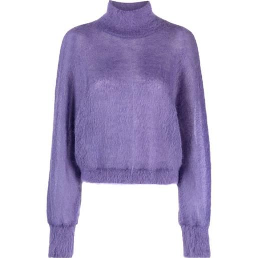 Alberta Ferretti maglione girocollo effetto spazzolato - viola