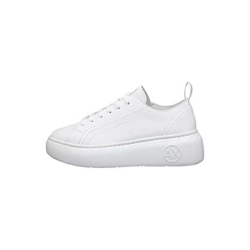 Armani exchange the super sneaker, scarpe da ginnastica donna, optic white, 38 eu