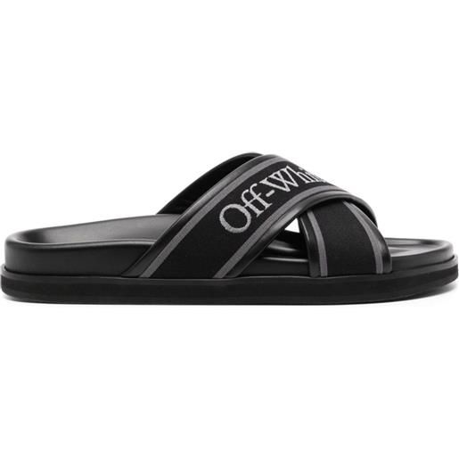 Off-White sandali slides con ricamo - nero