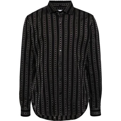 Off-White camicia a righe con stampa arrows - nero