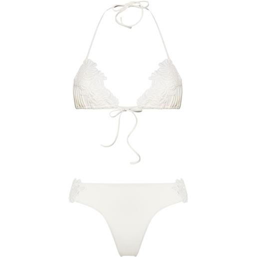 Ermanno Scervino floral-crochet triangle bikini - bianco