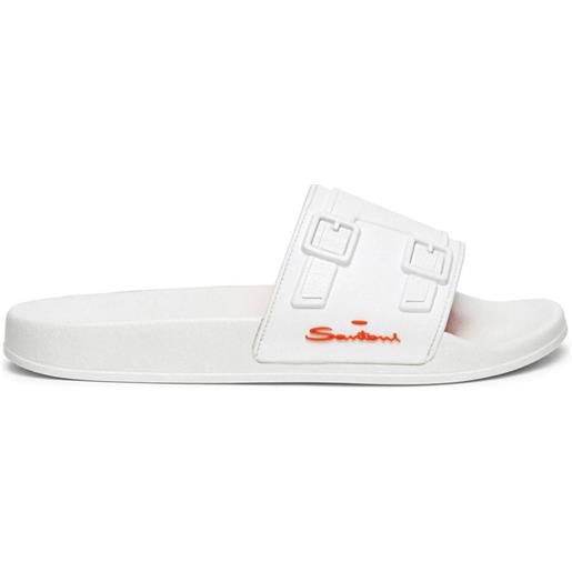 Santoni sandali slides con stampa - bianco