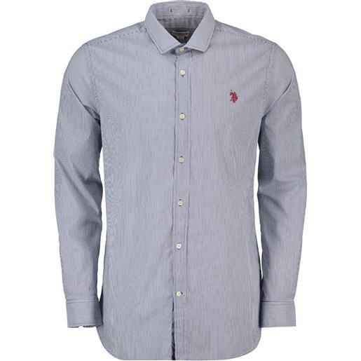 US POLO camicia slim a righe in popeline stretch