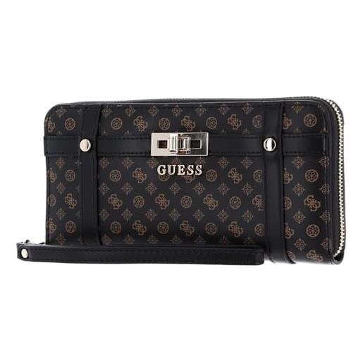 GUESS emilee large zip around mocha logo