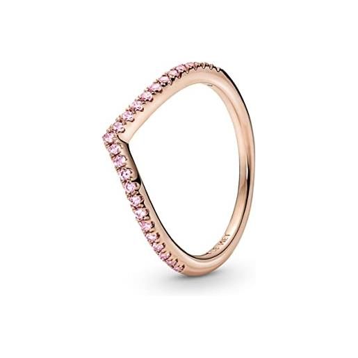 Pandora timeless anello wish sparkling pink placcato in oro rosa 14 k con zirconi cubici rosa fairy tale, 56