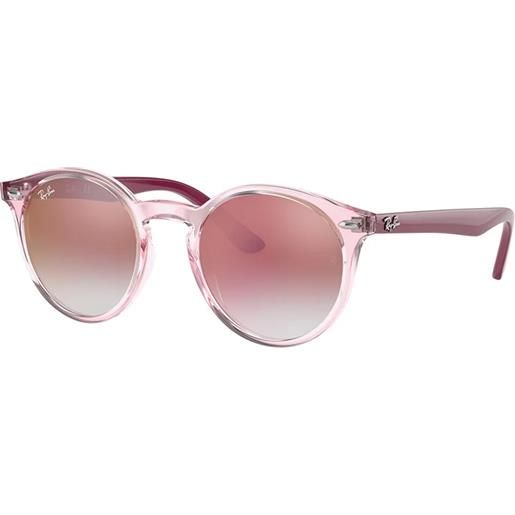 Ray-Ban Junior rj9064s 7052v0 rotondi - occhiali da sole unisex rosa trasparente