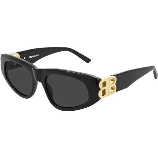 Balenciaga bb0095s 001 ovali - occhiali da sole donna nero oro