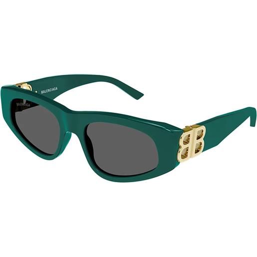 Balenciaga bb0095s 005 ovali - occhiali da sole donna verde oro