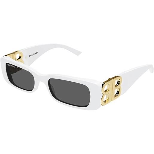 Balenciaga bb0096s 011 rettangolari - occhiali da sole donna bianco oro