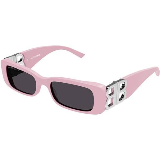 Balenciaga bb0096s 012 rettangolari - occhiali da sole donna rosa argento