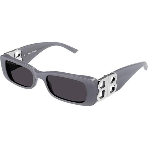 Balenciaga bb0096s 014 rettangolari - occhiali da sole donna grigio argento