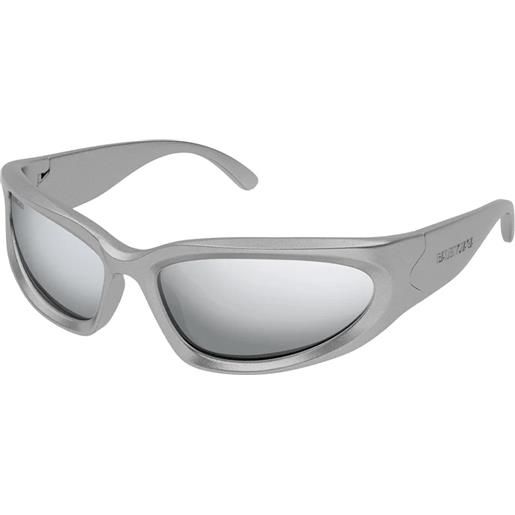Balenciaga bb0157s 004 ovali - occhiali da sole uomo argento
