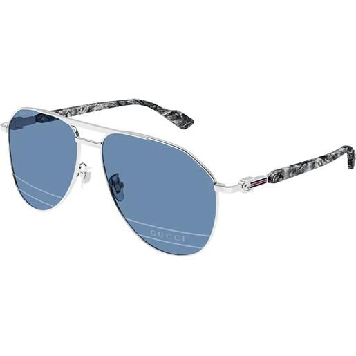 Gucci gg1220s 006 silver transparent - occhiali da sole uomo argento