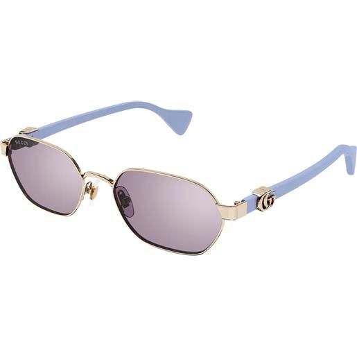 Gucci gg1593s 004 rose gold - light blue - occhiali da sole donna oro rosa e light blu