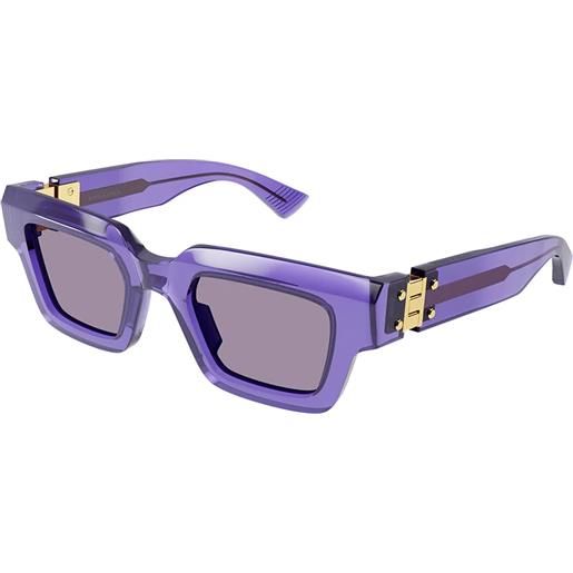 Bottega Veneta bv1230s 003 rettangolari - occhiali da sole unisex viola