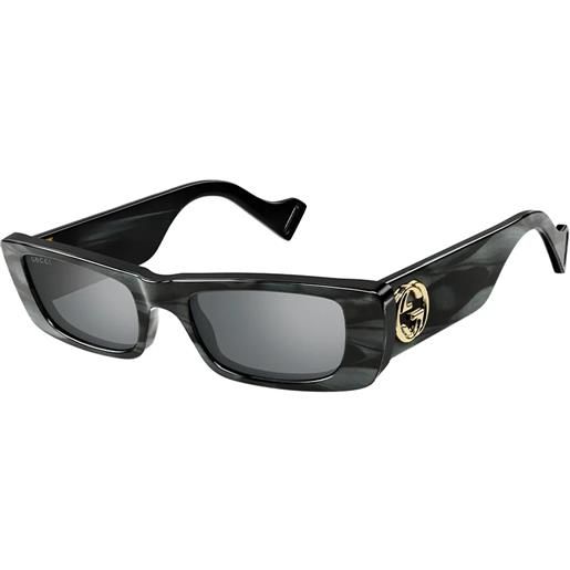 Gucci gg0516s 013 rettangolari - occhiali da sole donna grigio - havana nero