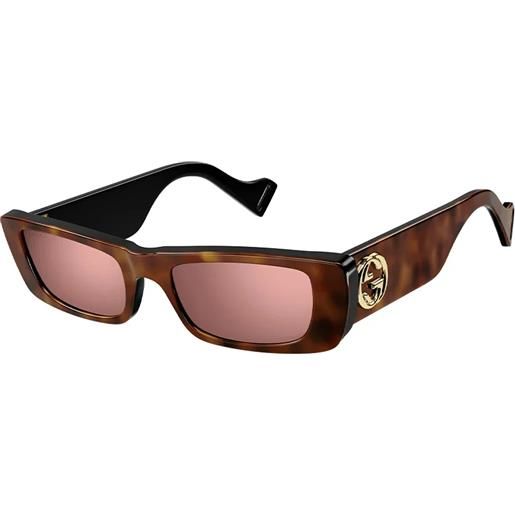 Gucci gg0516s 015 rettangolari - occhiali da sole donna havana