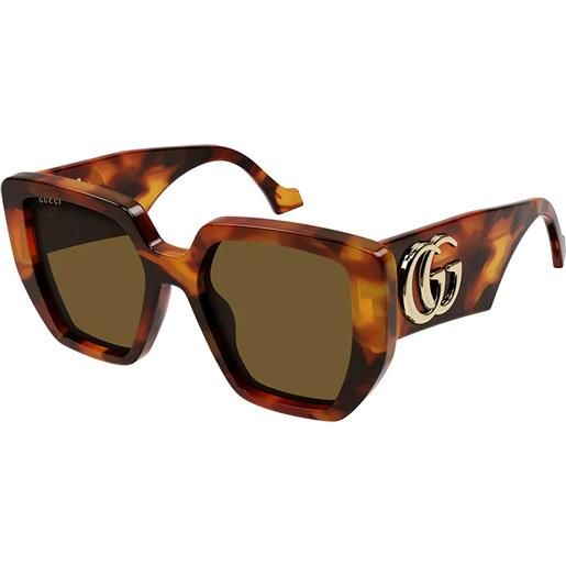 Gucci gg0956s 007 geometrici - occhiali da sole havana