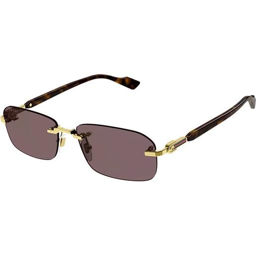 Gucci gg1221s 002 rettangolari - occhiali da sole uomo oro
