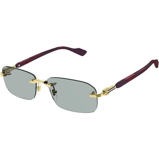 Gucci gg1221s 003 rettangolari - occhiali da sole uomo oro havana