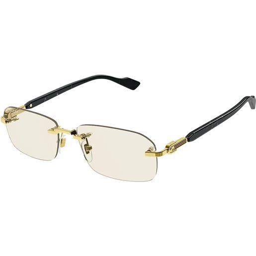 Gucci gg1221s 005 rettangolari - occhiali da sole uomo oro nero