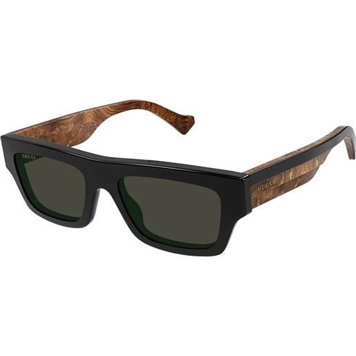 Gucci gg1301s 001 rettangolari - occhiali da sole uomo nero