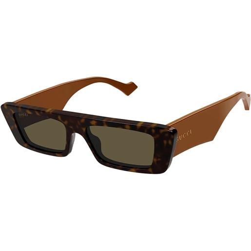 Gucci gg1331s 003 rettangolari - occhiali da sole uomo havana arancione